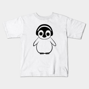 Penguin Listens to Music Kids T-Shirt